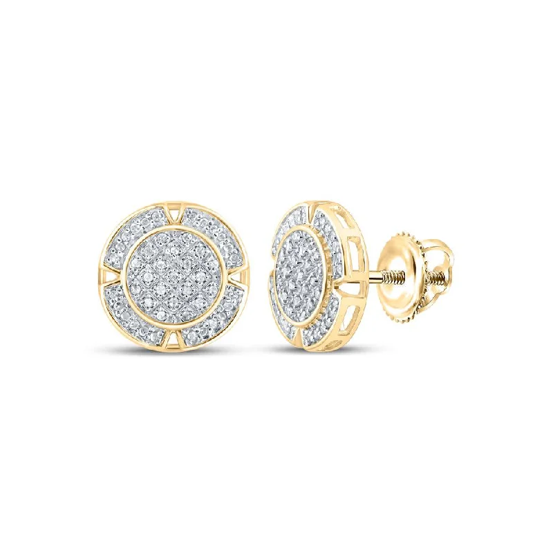 10kt Yellow Gold Round Diamond Circle Earrings 1/4 Cttw