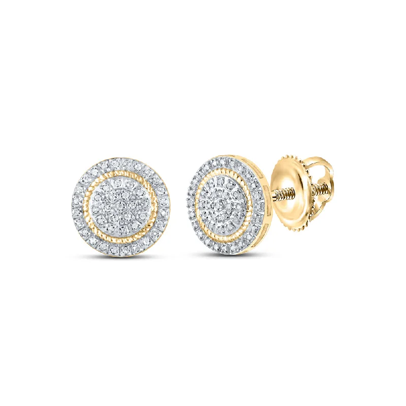 10kt Yellow Gold Round Diamond Circle Earrings 1/4 Cttw