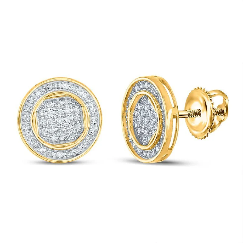 10kt Yellow Gold Round Diamond Circle Earrings 1/4 Cttw