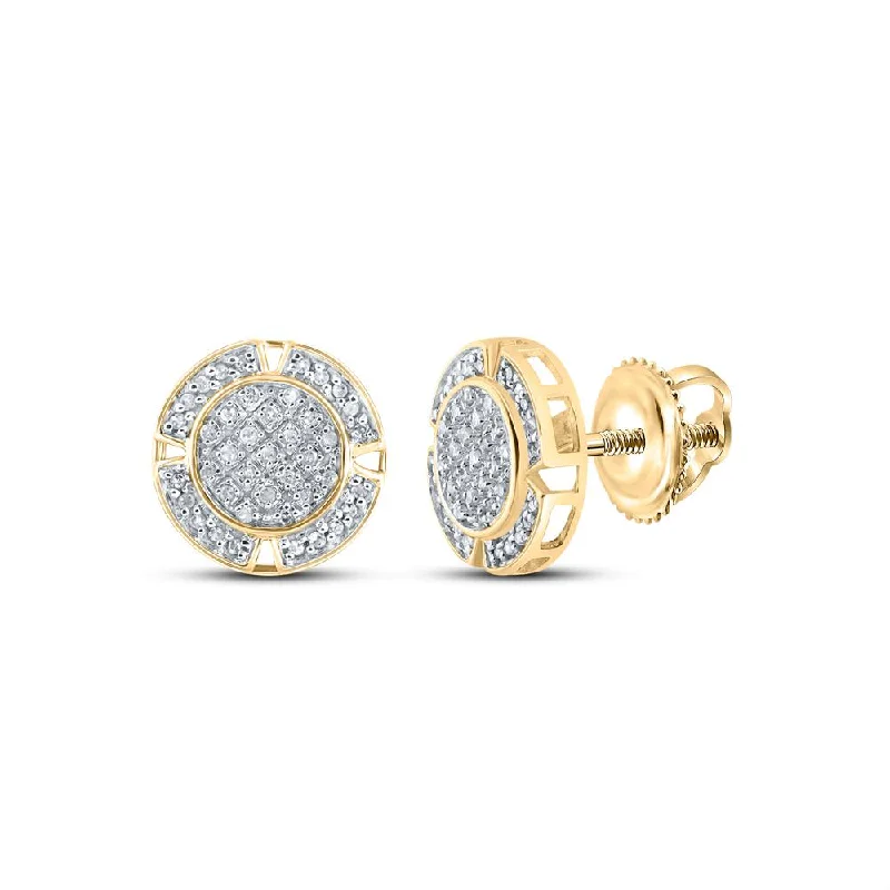 10kt Yellow Gold Round Diamond Circle Earrings 1/5 Cttw