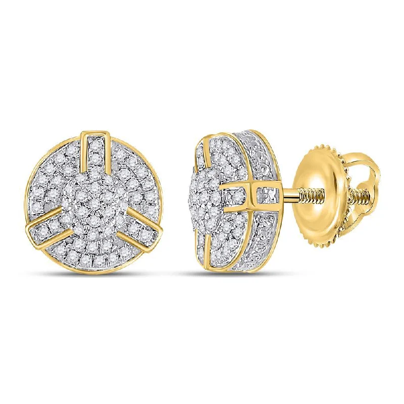 10kt Yellow Gold Round Diamond Cluster Earrings 1/4 Cttw