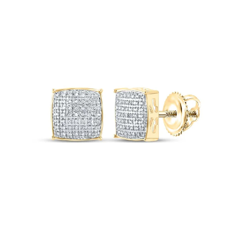 10kt Yellow Gold Round Diamond Square Earrings 1/3 Cttw