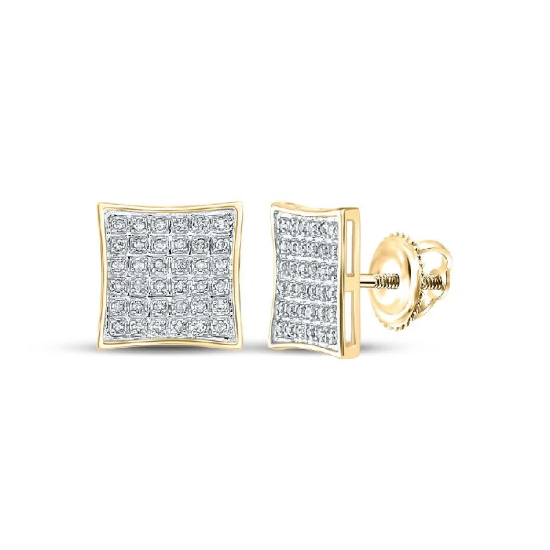 10kt Yellow Gold Round Diamond Square Earrings 1/5 Cttw