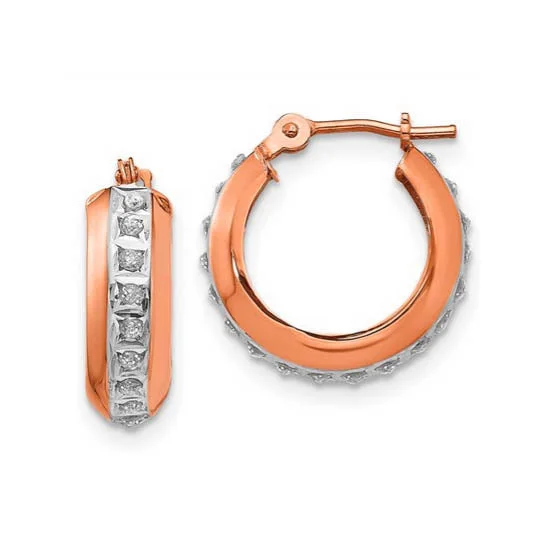 Diamond Fascination 14KT Rose Gold 14MM Diamond Accent Hoop Earrings