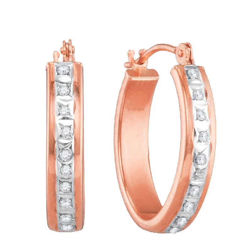 Diamond Fascination 14KT Rose Gold 14X17MM Diamond Accent Hoop Earrings