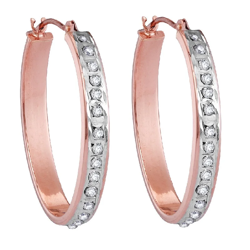 Diamond Fascination 14KT Rose Gold 21X26MM Diamond Accent Hoop Earrings