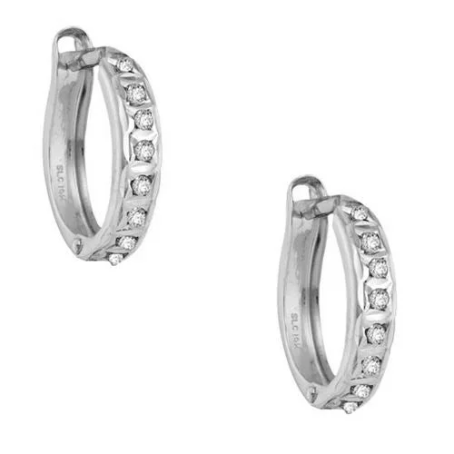 Diamond Fascination 14KT White Gold 12MM Diamond Accent Hoop Earrings