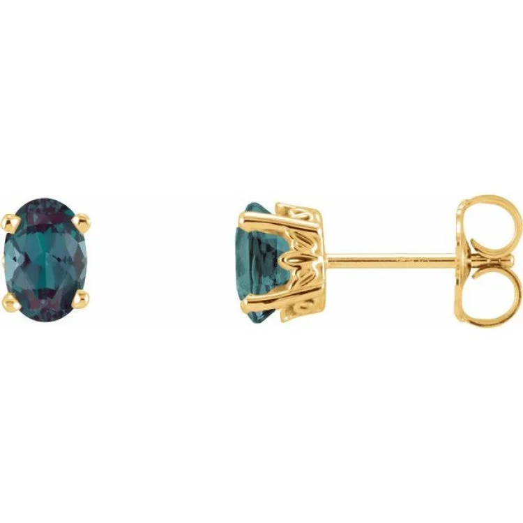 14K Yellow Lab-Grown Alexandrite Earrings