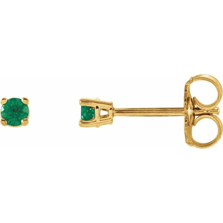 14K Yellow 2.5 mm Natural Emerald Stud Earrings