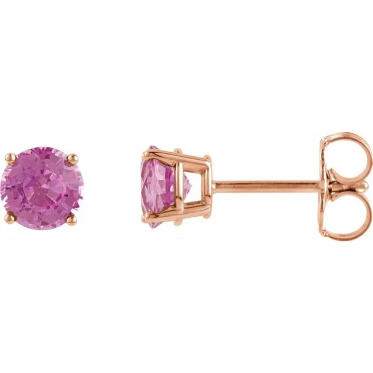 14K Rose 5 mm Natural Pink Sapphire Stud Earrings