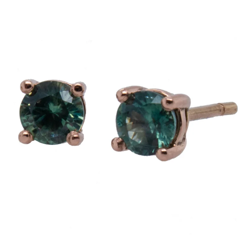 14k Rose Gold Montana Sapphire Post Earrings