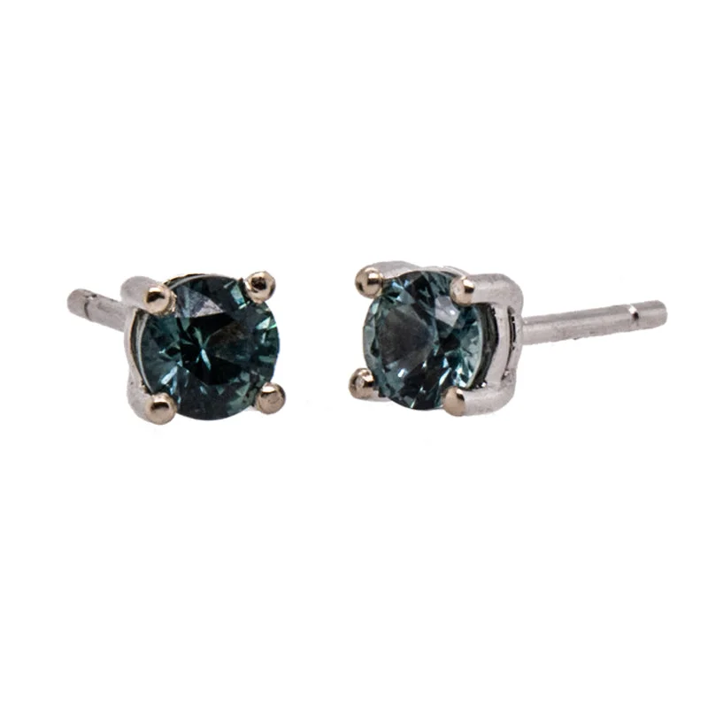 14k White Gold Montana Sapphire Post Earrings