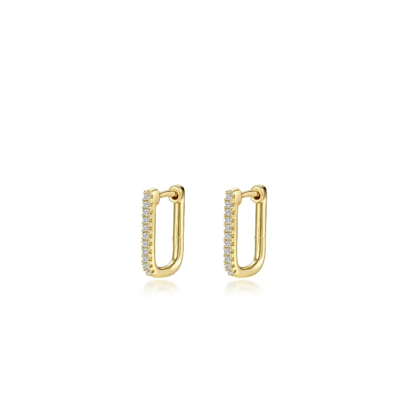 15mm x 11mm Rectangle Hoop Earrings - TR Gold