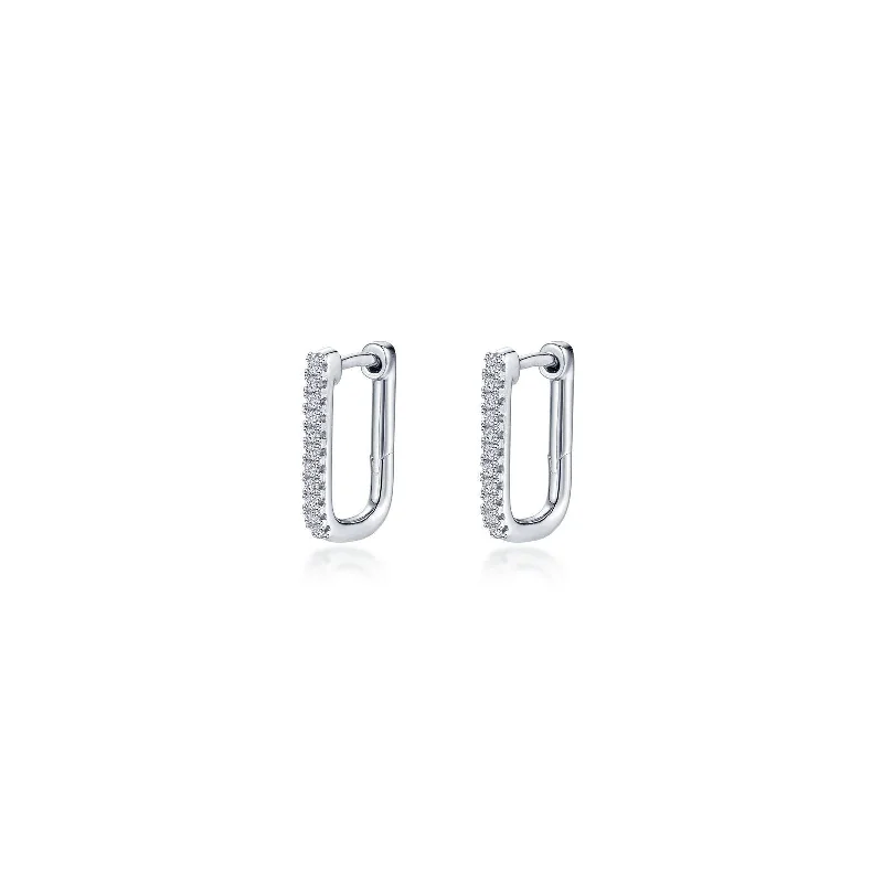 15mm x 11mm Rectangle Hoop Earrings - Sterling Silver