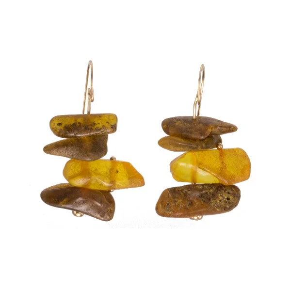 Amber Bead French Wire Earrings