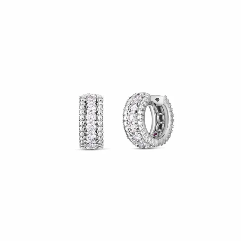 Roberto Coin 18K White Gold Siena Diamond Huggie Earrings