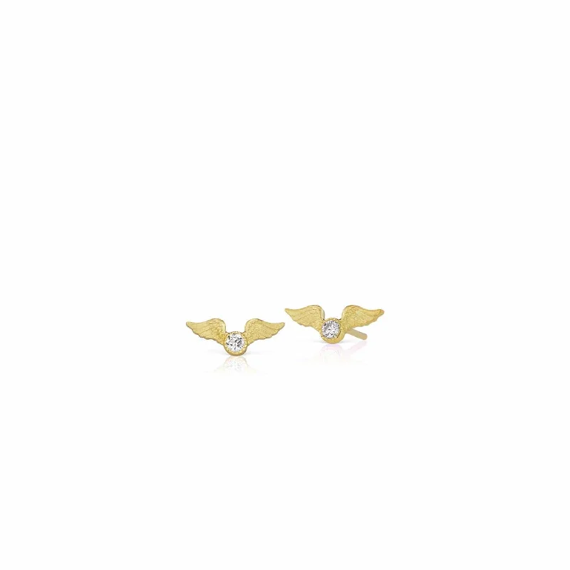 18K Yellow Gold and Diamond Wing Studs