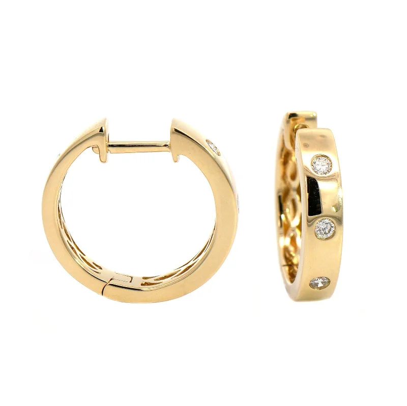 14K Yellow Gold Diamond Hoop Earrings