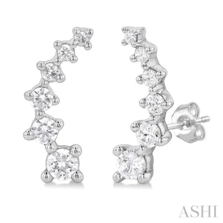 1/2 Ctw Round Cut Diamond Fashion Climbers in 14K White Gold