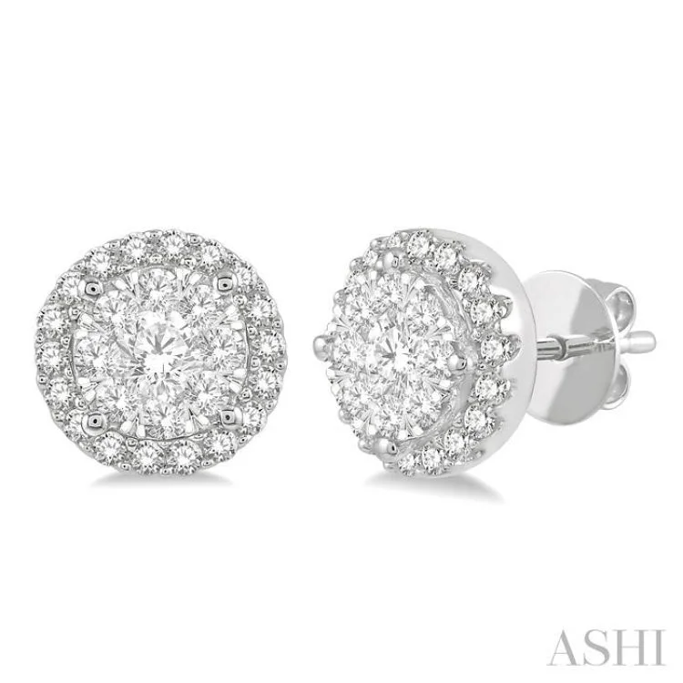 1/2 Ctw Lovebright Round Cut Diamond Stud Earrings in 14K White Gold