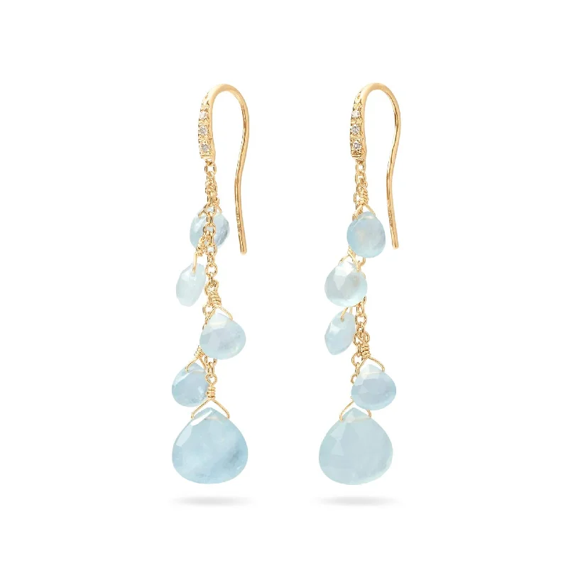 Marco Bicego 18K Yellow Gold Aquamarine & Diamond Paradise Earrings