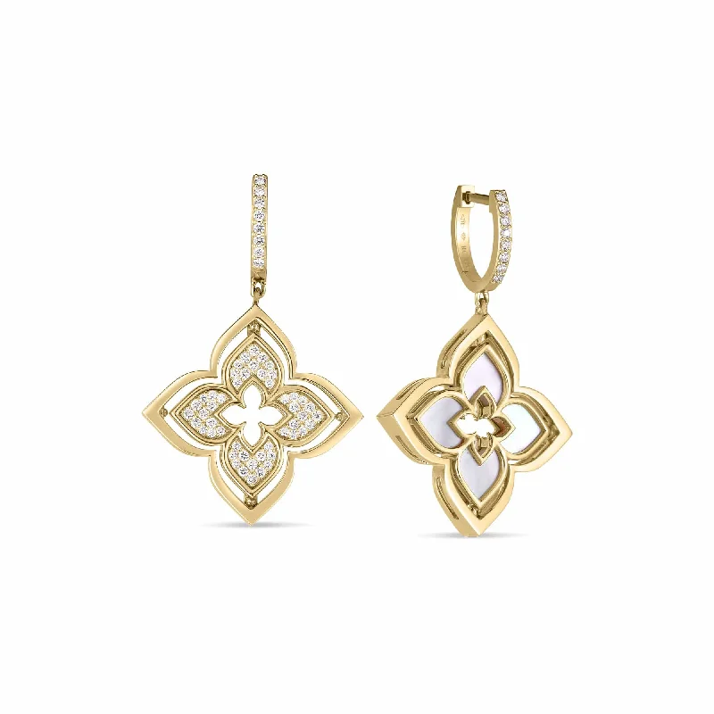 Roberto Coin 18K Yellow Gold Diamond and Mother of Pearl Pirouette Drop Earrings