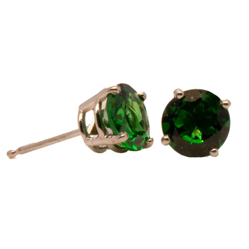 Palladium White Gold Tsavorite Garnet Earrings