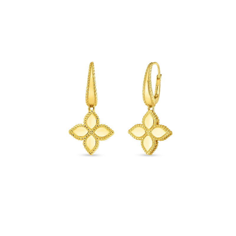 Roberto Coin Princess Flower 18K Yellow Gold Drop Earrings