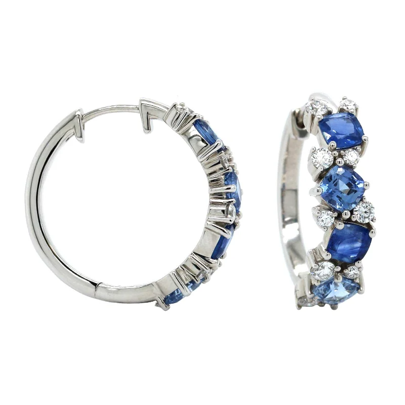 Penny Preville 18K White Gold Ombre Sapphire and Diamond Hoop Earrings