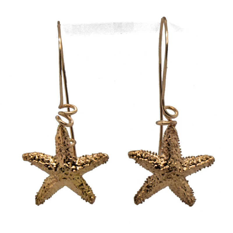 Small 14K Yellow Gold Starfish Earrings