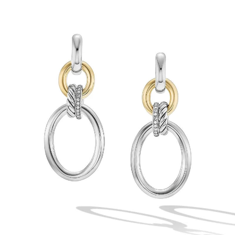 DY Mercer™ Circular Drop Earrings in Sterling Silver with 18K Yellow Gold and Pavé Diamonds