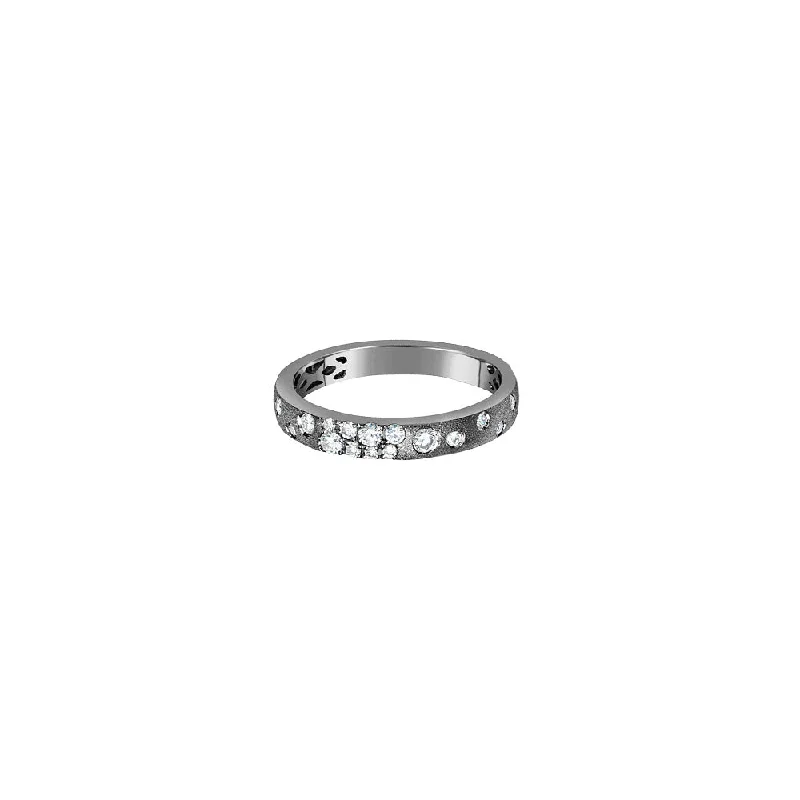 14 Karat White Gold with Black Rhodium Confetti Band with Sprinkled Round Diamonds