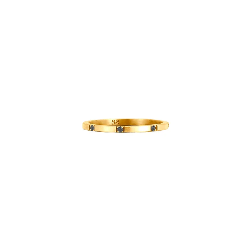 14 Karat Yellow ADA Gold Band with Black Diamonds