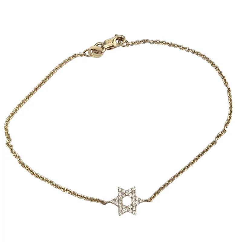 14k Yellow Gold Small Diamond Star of David Bracelet Dainty