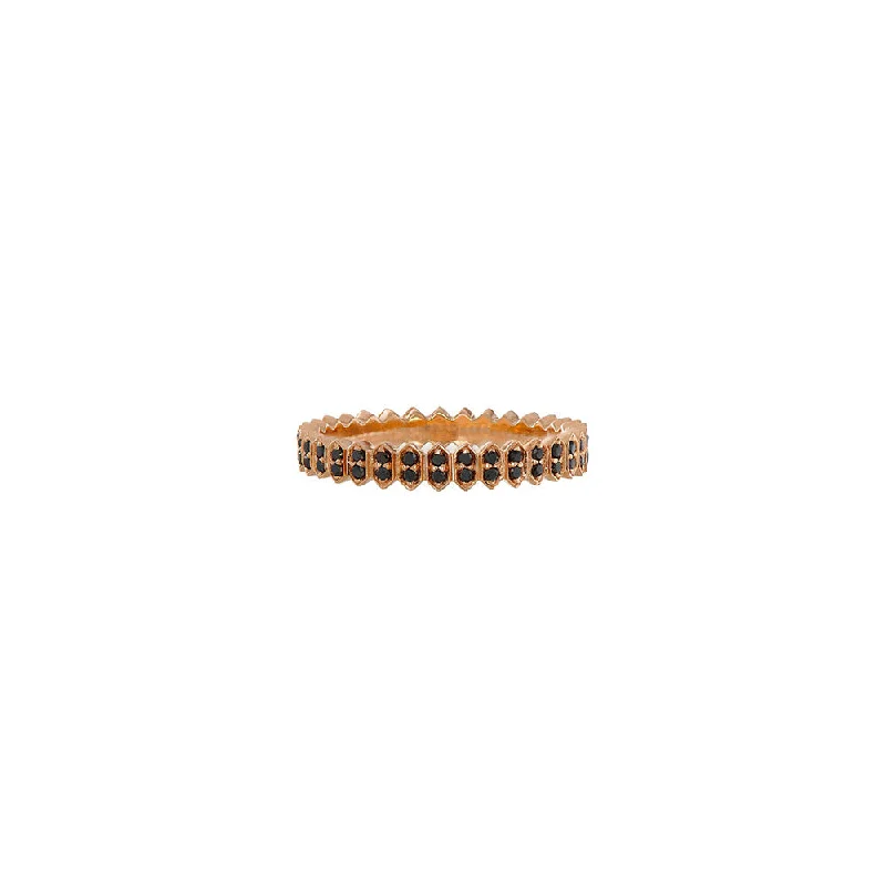 18 Karat Rosé Gold mini ABACUS band with Black Diamonds