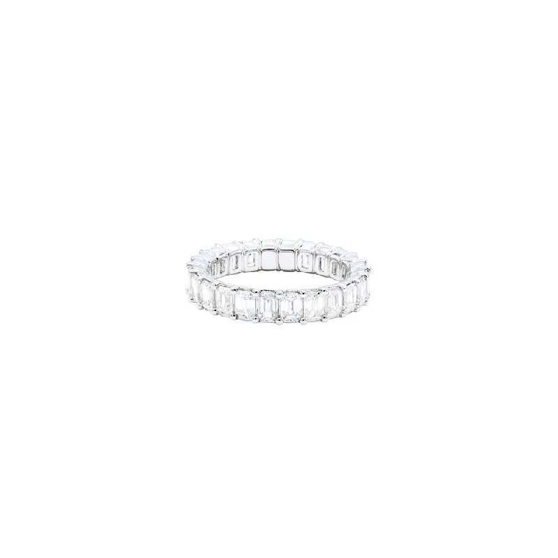 18 Karat White Gold Eternity Band with Emerald Cut diamonds