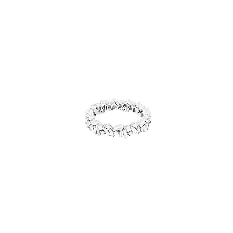 18 Karat White Gold Icon Eternity band with White Diamond Round and Baguette