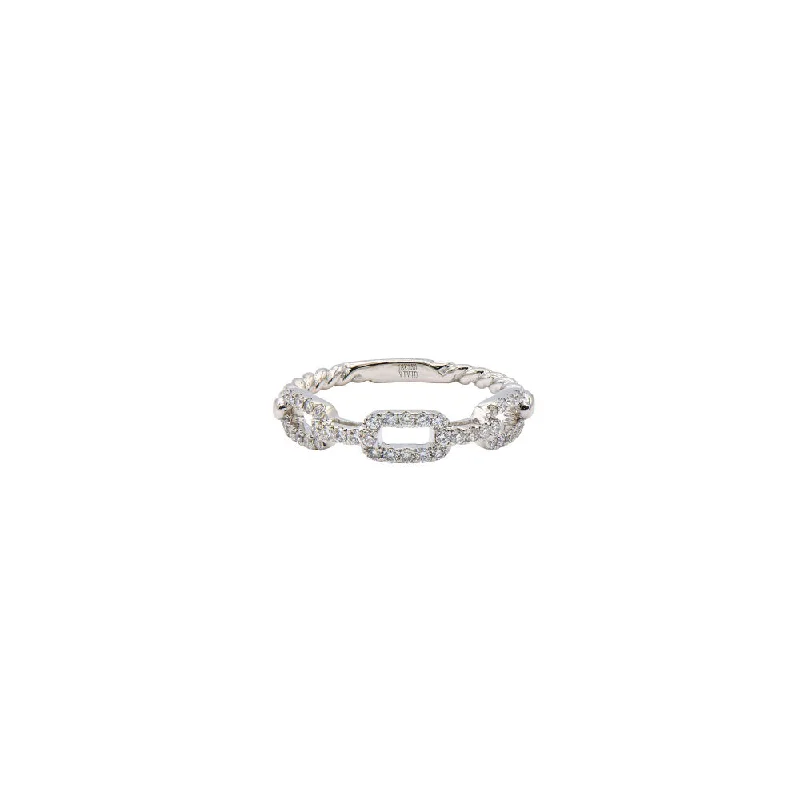 18 Karat White Gold Diamond Link Band