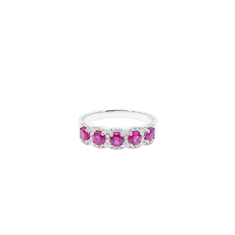 18 Karat White Gold ring with Rubies and Diamonds