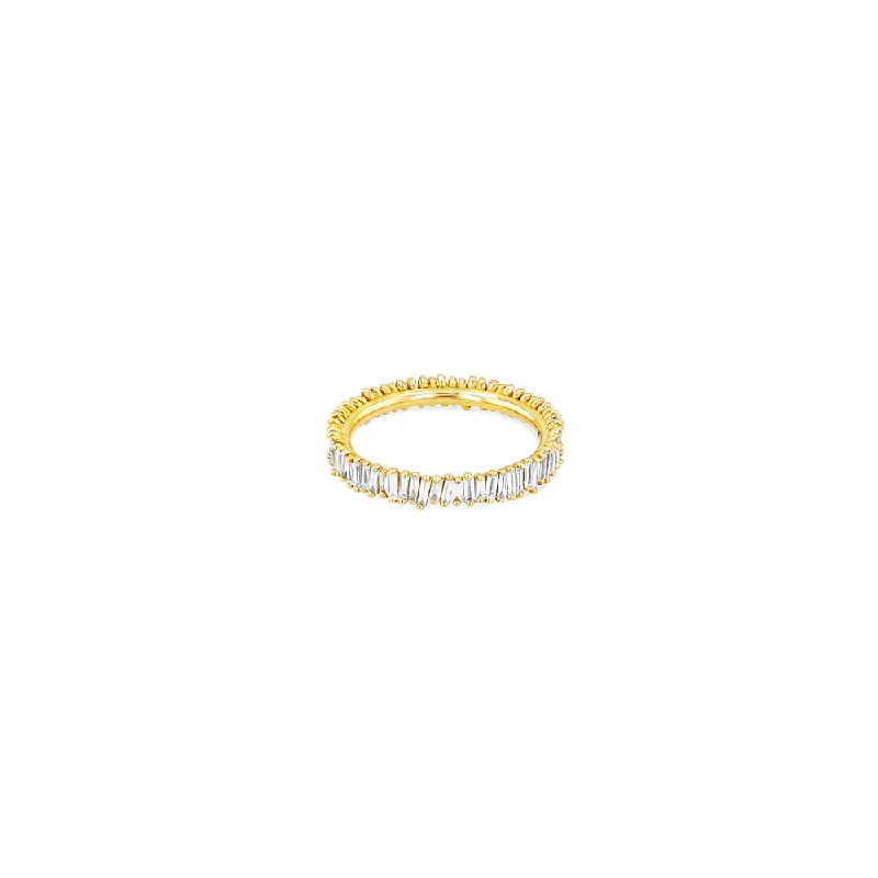 18 Karat Yellow Gold Classic Eternity band with white Diamond Baguette