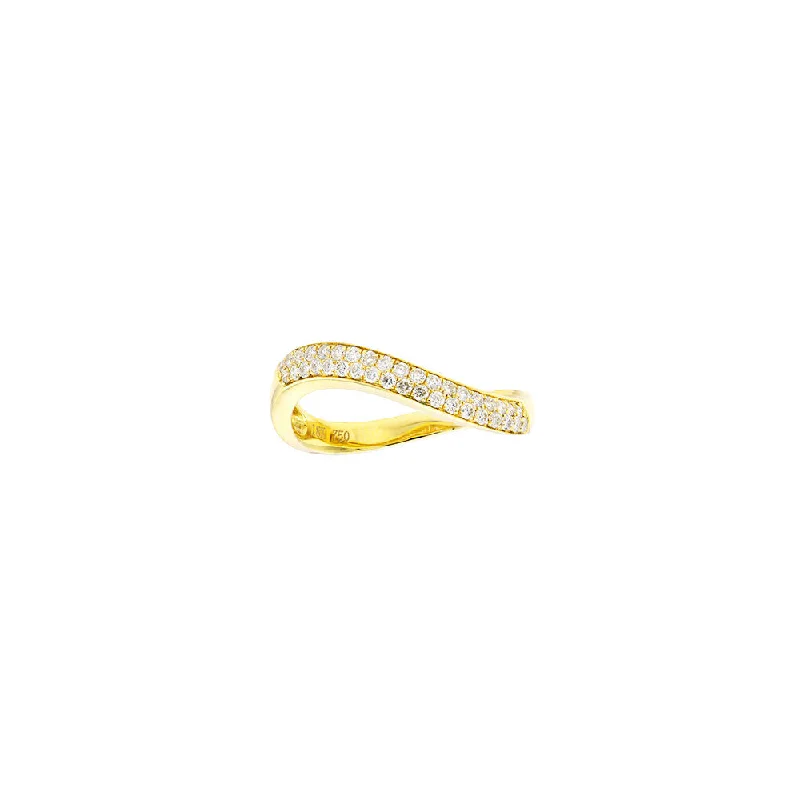 18 Karat Yellow Gold Diamond wave ring