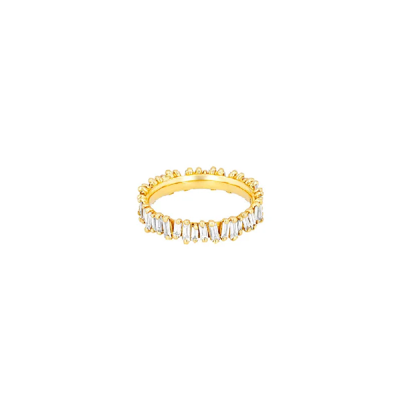 18 Karat Yellow Gold Eternity band with white Diamond Baguettes