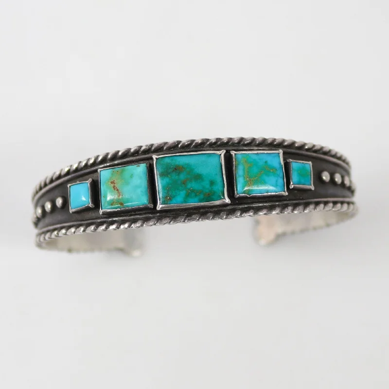 1940s Blue Gem Turquoise Cuff