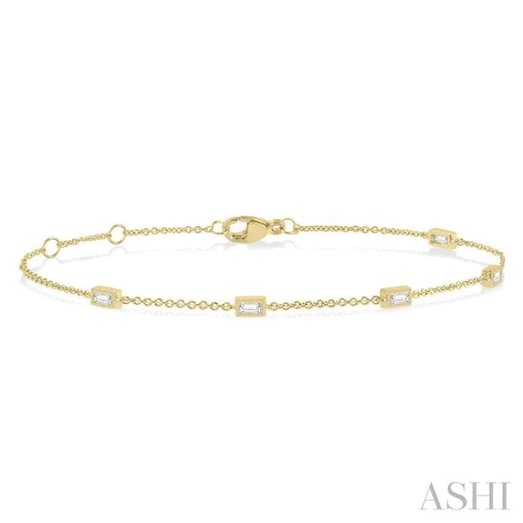 1/4 ctw Baguette Diamond Station Bracelet in 10K Yellow Gold