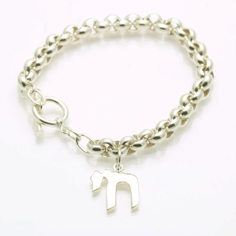 Sterling Silver Chai Rolo Link Bracelet