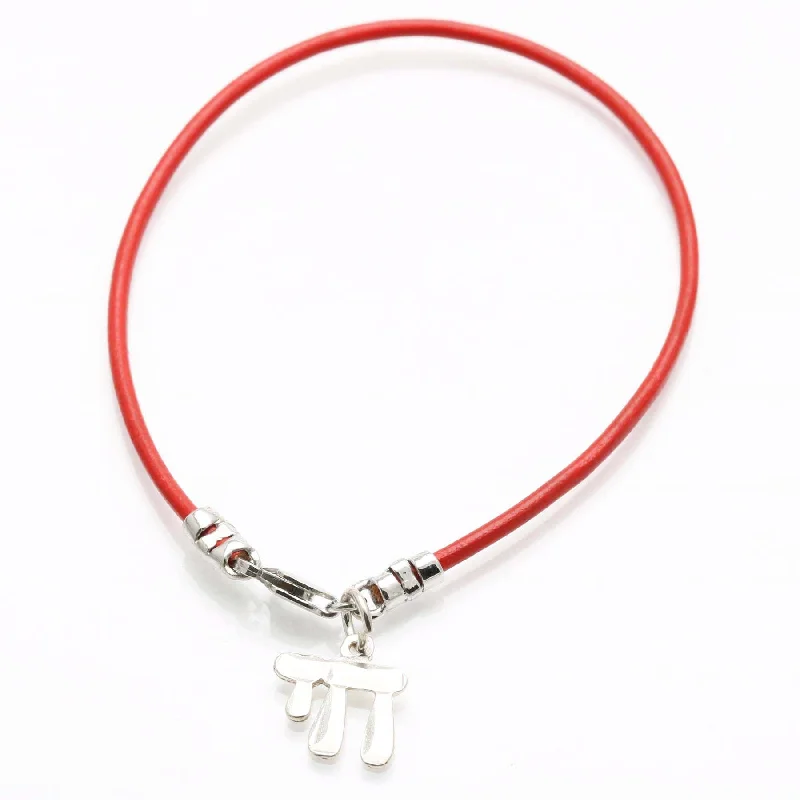 Sterling Silver Modern Chai Red Leather Bracelet