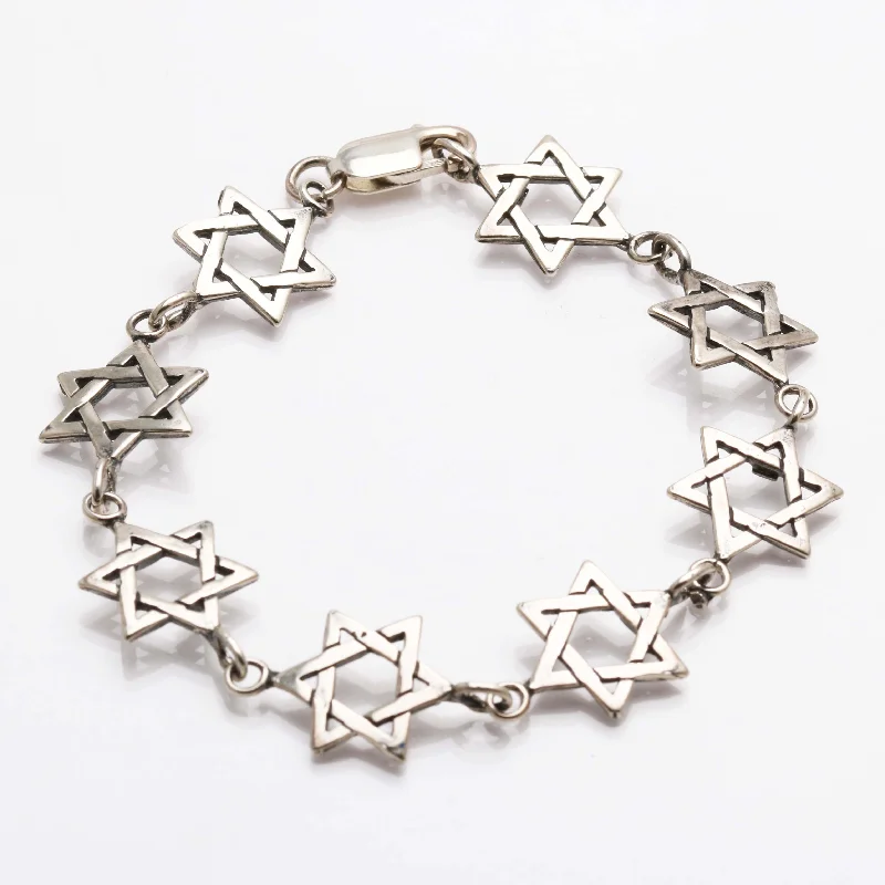 Sterling Silver Star of David Link Bracelet