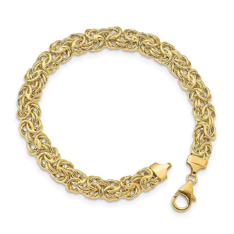 10KT Yellow Gold 7.25-inch 5.3MM Flat Byzantine Bracelet