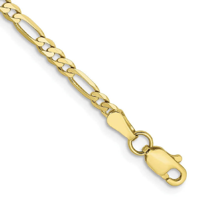 10KT Yellow Gold 8-inch 2.75MM Flat Figaro Bracelet