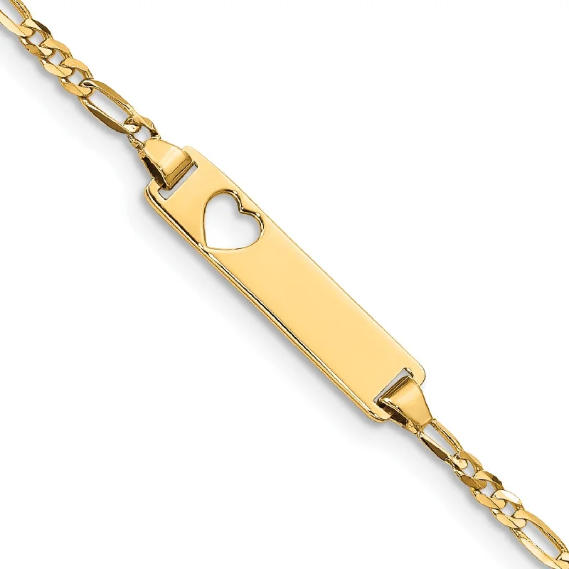 14KT Yellow Gold 5.5-inch 5MM Childrens Heart ID Bracelet